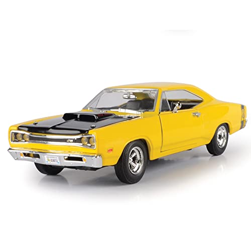 1969 Dodge Coronet Super Bee, Yellow With Black Hood - Motormax Premium American 73315 - 1/24 Scale Diecast Model Car for unisex-children