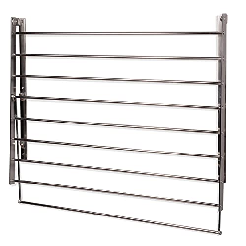 brightmaison Wall Mount Clothes Drying Rack & Laundry Room Organizer, 6.5 Yards Drying Capacity Stainless Steel Silver Laundry Rack