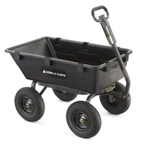 gorilla carts gor6ps poly yard dump cart, heavy-duty convertible 2-in-1 handle, 1-(pack), black