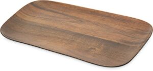 carlisle foodservice products epicure plastic tray, 14.75" x 6.75", dark woodgrain (pack of 12)