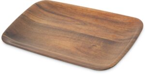 carlisle foodservice products epicure plastic rectangle tray, 13.875" x 7.75", dark woodgrain