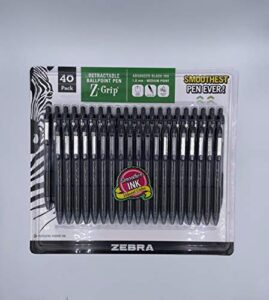 zebra z-grip retractable ballpoint pen 1.0mm point size black ink 40 pack
