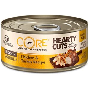 wellness core hearty cuts natural grain free wet canned cat food, whitefish & salmon, 5.5-ounce can (pack of 24)