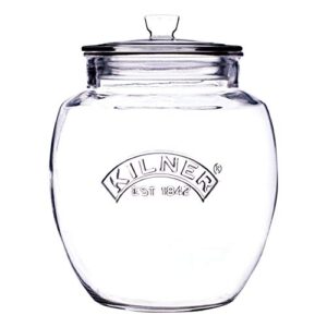 kilner glassware universal storage jar, durable multi-purpose glass container with airtight push-top lid, 135-fluid ounces