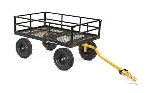 Gorilla Carts GOR1400-COM Steel Utility Cart, Heavy-Duty Convertible 2-in-1 Handle and Removable Sides, 12 cu ft, 1400 lb Capacity, Black