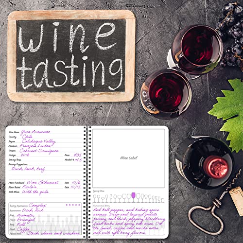 BookFactory Wine Journal/Wine Log Book/Wine Collector's Diary/Wine Tasting Notebook - Wire-O with Full Color Cover - 120 Pages (5” x 7”) (JOU-120-57CW-A(WineJournal))