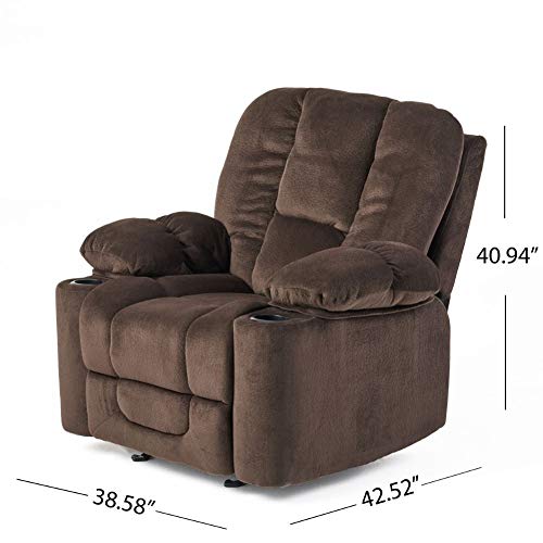 Christopher Knight Home Gannon Fabric Gliding Recliner, Chocolate 42.52D x 38.58W x 40.94H in