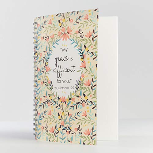 Christian Art Gifts Notebook My Grace is Sufficient 2 Corinthians 12:9 Bible Verse Inspirational Writing Notebook Gratitude Prayer Journal Flexible Cover 128 Ruled Pages w/Scripture, 6 x 8.5 Inches