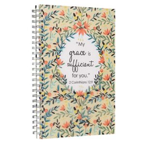 Christian Art Gifts Notebook My Grace is Sufficient 2 Corinthians 12:9 Bible Verse Inspirational Writing Notebook Gratitude Prayer Journal Flexible Cover 128 Ruled Pages w/Scripture, 6 x 8.5 Inches