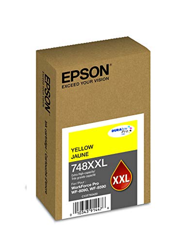 EPSON T748 DURABrite Pro -Ink High Capacity Yellow -Cartridge (T748XXL420) for Select Epson Workforce Printers