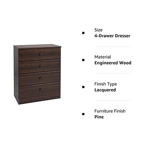 Prepac Astrid 4-Drawer Dresser, Espresso