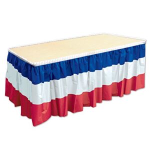 beistle patriotic table skirting, 29" x 14', red/white/blue