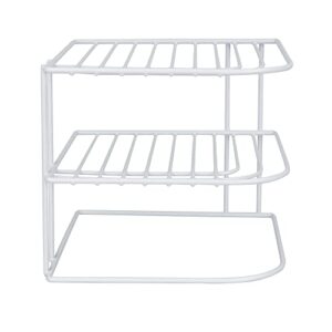 home basics 3-tier kitchen corner counter shelf and cabinet organizer heavy duty wire shelf in white