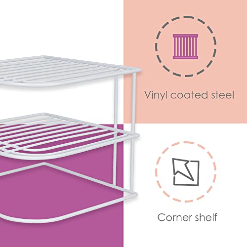 Home Basics 3-Tier Kitchen Corner Counter Shelf and Cabinet Organizer Heavy Duty Wire Shelf in White