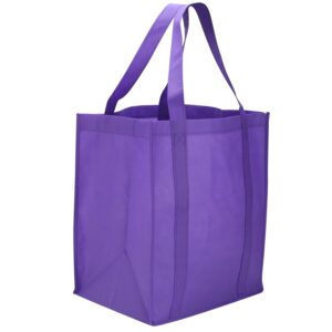 reusable reinforced handle grocery tote bag large (10 pack)purple