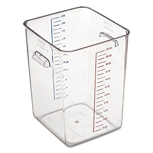 Rubbermaid Commercial 632200 CLR Space Saver Square Container, 22 Quart, 10-1/2" x 11.3" x 14.4", Clear