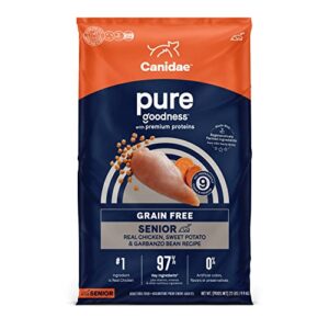canidae pure limited ingredient premium senior real chicken, sweet potato & garbanzo bean recipe dry dog, 22 lbs, grain free