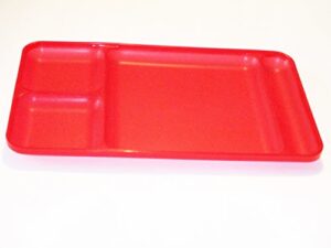 tupperware 15" x 9" red divided lunch tray
