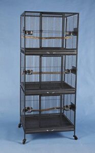 three tier stackable multiple bird parrot animal pet cage - 30" x 24" x 73"h- black vein
