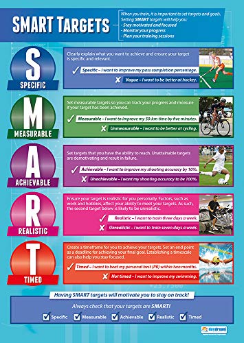 Daydream Education SMART Targets | PE Posters | Laminated Gloss Paper measuring 33” x 23.5” | Physical Education Charts for the Classroom | Education Charts