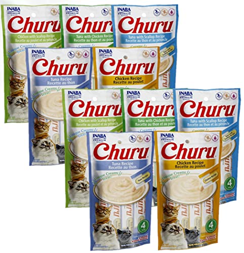 INABA Churu Lickable Creamy Purée Cat Treats 5 Flavor Variety Pack of 40 Tubes