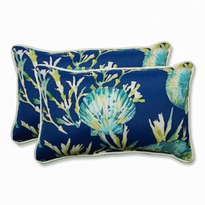 pillow perfect 592831 outdoor/indoor daytrip pacific lumbar pillows, 11.5" x 18.5", blue, 2 pack