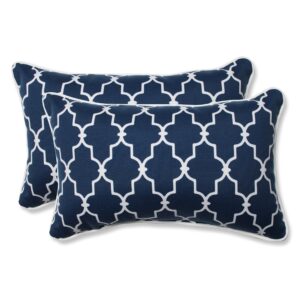 pillow perfect - 593470 outdoor/indoor garden gate lumbar pillows, 11.5" x 18.5, blue, 2 pack
