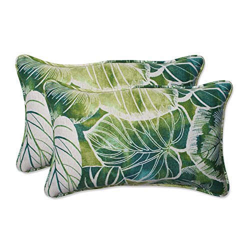 Pillow Perfect 594453 Outdoor/Indoor Key Cove Lagoon Lumbar Pillows, 11.5" x 18.5, Green, 2 Pack