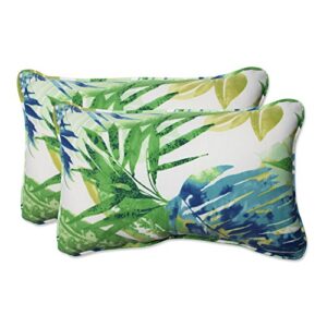 pillow perfect outdoor/indoor soleil lumbar pillows, 11.5" x 18.5", blue/green, 2 count