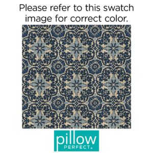 Pillow Perfect 586687 Outdoor/Indoor Throw Pillows, 18.5" x 18.5", Woodblock Prism Blue, 2 Count