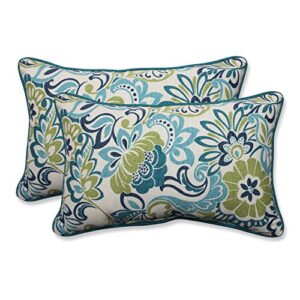 pillow perfect 585840 outdoor/indoor zoe mallard lumbar pillows, 11.5" x 18.5", blue, 2 pack