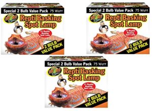 zoo med reptile basking spot lamp 75 watts - 6 bulbs total (3 packs with 2 per pack)