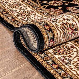 Noble Sarouk Black Persian Floral Oriental Formal Traditional Rug 3x10 ( 2'7" x 9'6" Runner ) Easy to Clean Stain Fade Resistant Shed Free Modern Contemporary Transitional Soft Living Dining Room Rug