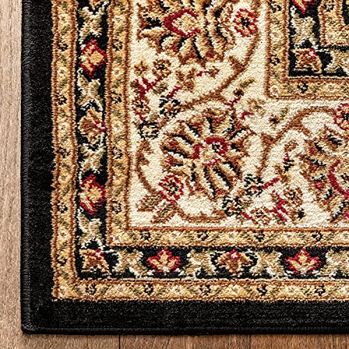 Noble Sarouk Black Persian Floral Oriental Formal Traditional Rug 3x10 ( 2'7" x 9'6" Runner ) Easy to Clean Stain Fade Resistant Shed Free Modern Contemporary Transitional Soft Living Dining Room Rug