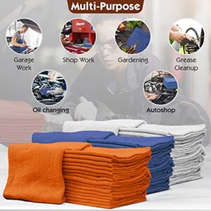 Nabob Wipers Auto Mechanic Shop Towels 25 Pack Shop Rags 100% Cotton Size 14"x14" Commercial Grade (25 Pack, Blue)