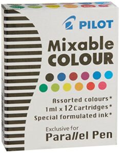 3 boxes: pilot parallel pen ink refills for calligraphy pens, assorted colors, 12 cartridges per pack (77312)