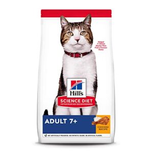 hill's science diet dry cat food, adult 7+ for senior cats, chicken recipe, 16 lb. bag