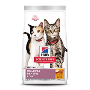 hill's science diet dry cat food, adult, multiple benefit chicken recipe, 15.5 lb. bag