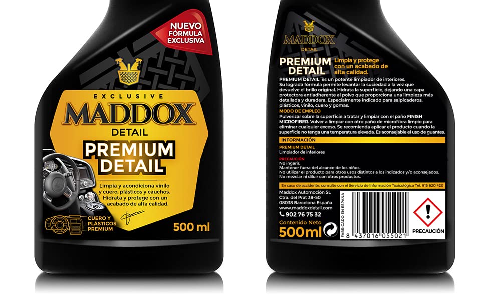 Maddox Detail - Premium Detail - Dashboard Cleaner with Polish. Vinyl & Rubber Care. SHINY Finish, Non-greasy. No Silicones. Car Cleaning Products (500 ml).