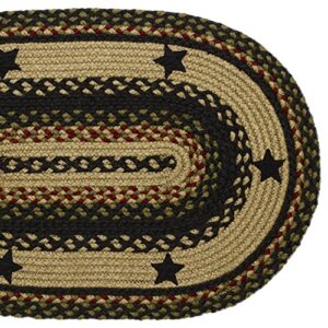 IHF Home Decor |Tartan Star Premium Braided Collection | Primitive, Rustic, Country, Farmhouse Style | Jute/Cotton | 30 Days Risk Free | Accent Rug/Door Mat |Black, Tan | 27"x48" Oval