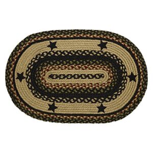 ihf home decor |tartan star premium braided collection | primitive, rustic, country, farmhouse style | jute/cotton | 30 days risk free | accent rug/door mat |black, tan | 27"x48" oval