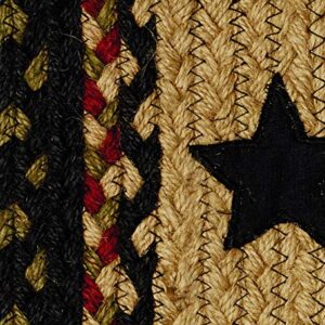 IHF Home Decor |Tartan Star Premium Braided Collection | Primitive, Rustic, Country, Farmhouse Style | Jute/Cotton | 30 Days Risk Free | Accent Rug/Door Mat |Black, Tan | 27"x48" Oval