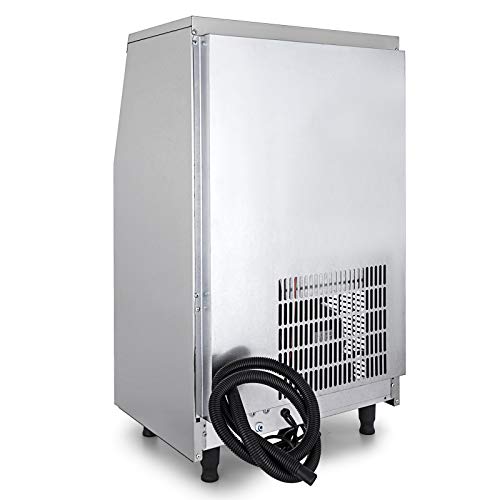 VEVOR 110V Commercial Ice Maker 90-100LBS/24H with 33LBS Bin Full Heavy Duty Stainless Steel Construction, Automatic Operation, Clear Cube for Home Bar, Include Water Filter, Scoop, Connection Hose