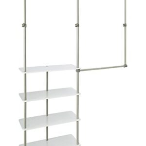 ClosetMaid 55300 Closet Maximizer with (4) Shelves & Double Hang Rod, Tool Free Add On Unit, White Finish,11.6 x 53 x 74 inches