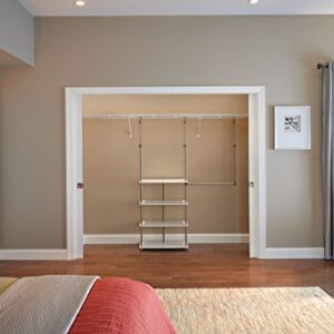 ClosetMaid 55300 Closet Maximizer with (4) Shelves & Double Hang Rod, Tool Free Add On Unit, White Finish,11.6 x 53 x 74 inches