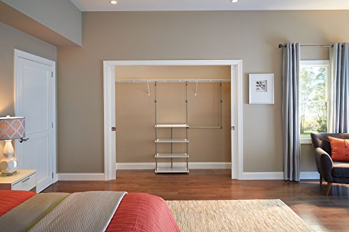 ClosetMaid 55300 Closet Maximizer with (4) Shelves & Double Hang Rod, Tool Free Add On Unit, White Finish,11.6 x 53 x 74 inches