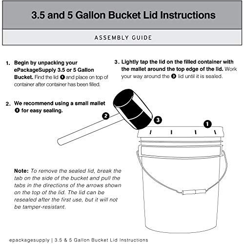 5 Gallon White Bucket & Lid - Set of 6 - Made in The USA - Durable 90 Mil All Purpose Pail - Food Grade - Contains No BPA Plastic (5 Gal. w/Lids - 6pk)