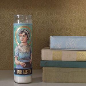 Jane Austen Secular Saint Candle - 8.5 Inch Tall Glass Prayer Votive - Made in The USA