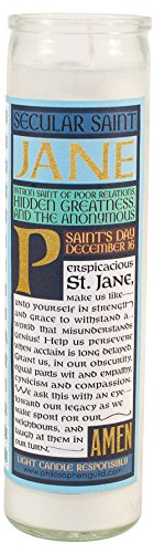 Jane Austen Secular Saint Candle - 8.5 Inch Tall Glass Prayer Votive - Made in The USA