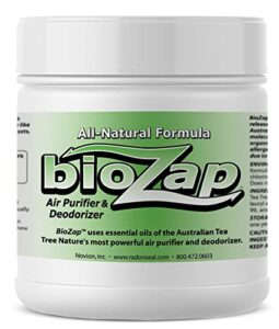 biozap air purifier & deodorizer (16-oz jar) - australian tea tree oil gel. naturally eliminates odors in basements, crawlspaces, gyms, cars, closets and more.